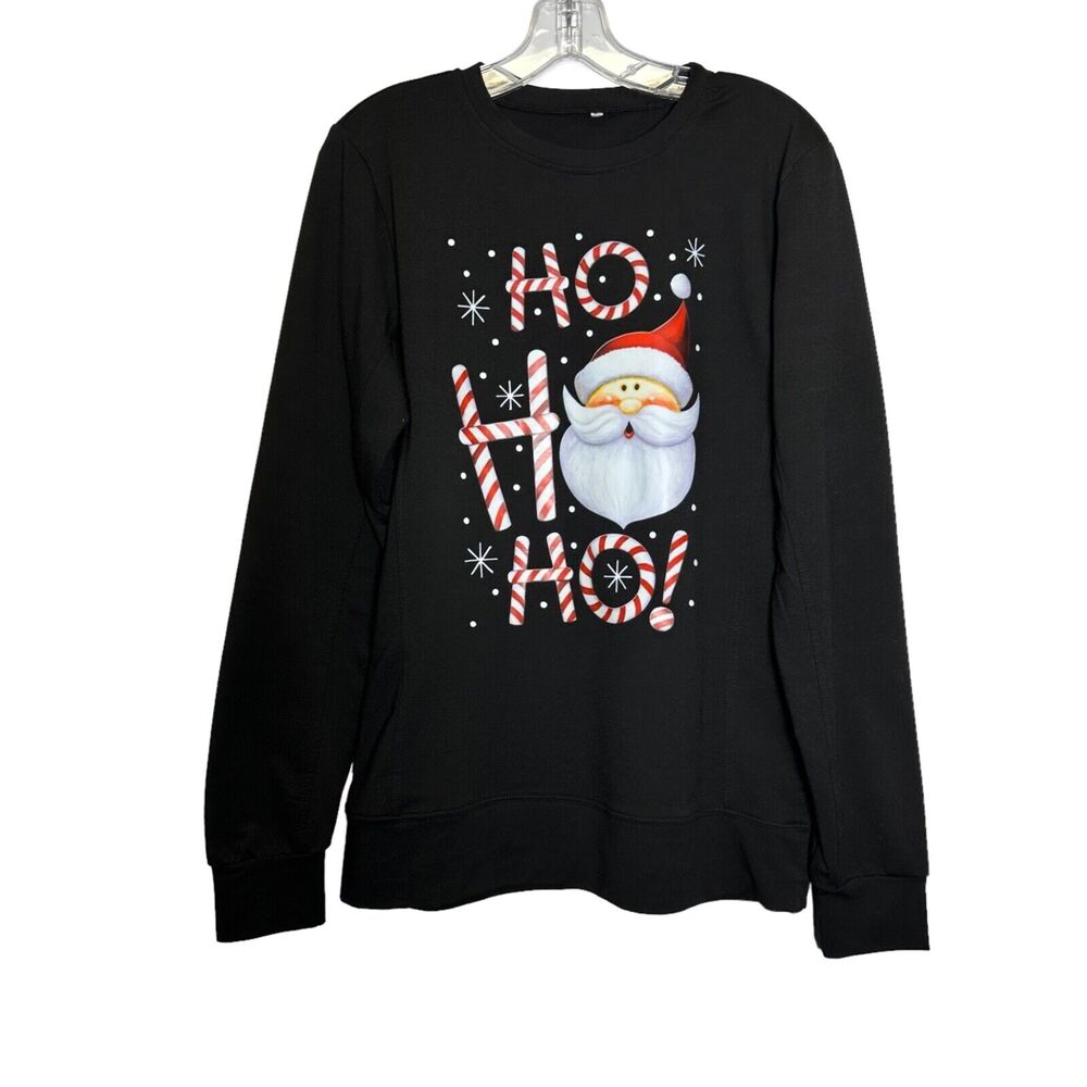 Ugly Christmas Sweater Women's Size L Long Sleeve T Shirt Santa Hohoho Holiday